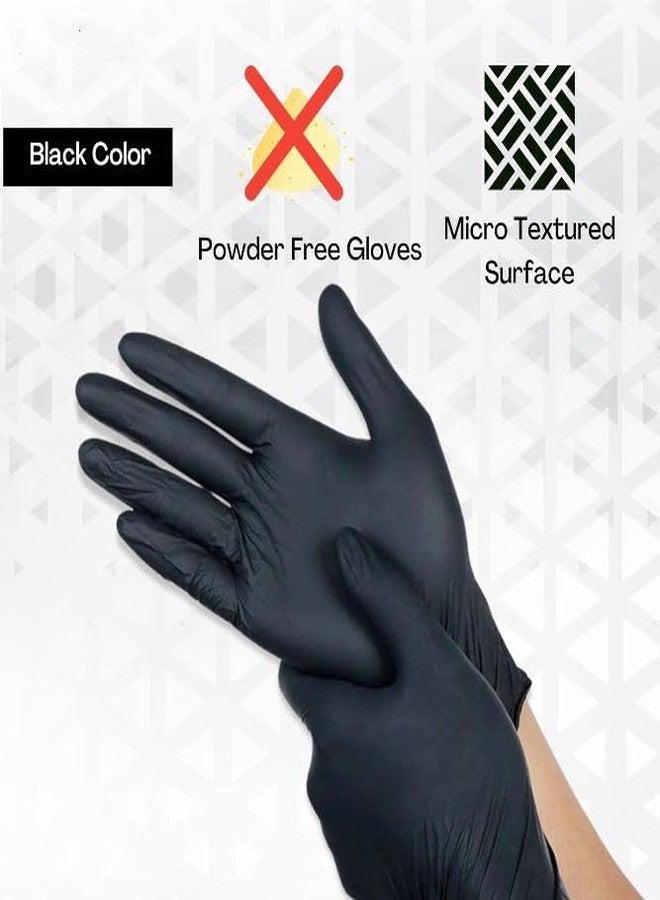 SHIELD PLUS Black Nitrile Gloves Powder Free Hand gloves, Multi Purpose with Superior Durability,General Gloves (Pack of 50 (Black)) (Medium) - Image 2